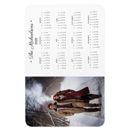 Eenvoudige fotokalender 2025 magneet (Verticaal)