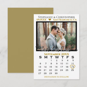 Eenvoudige Fotokalender Gouden Trouwdag Save Our D Kaart