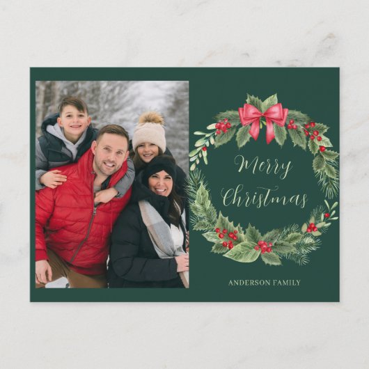 Eenvoudige fotokrans Prettig Kerstfeest  Feestdagenkaart (Voorkant)