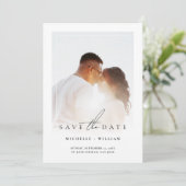Eenvoudige Fotolijst Trouw Monogram Duffe Blauwe Save The Date (Staand voorkant)