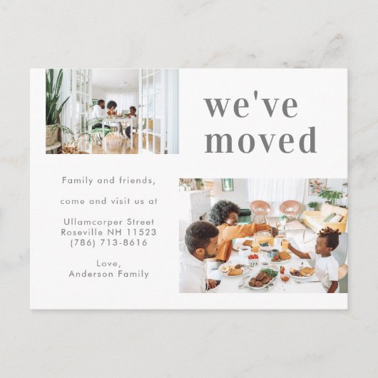 Eenvoudige fotominimalist voor twee families: we h aankondigingskaart (Voorkant)