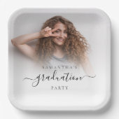 Eenvoudige Fotonaam Script Afstuderen 2024 Party Papieren Bordje (Voorkant)