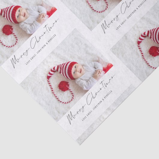 Eenvoudige fotonaam Script Patroon Vrolijk Kerstfe Tissuepapier (Detail)