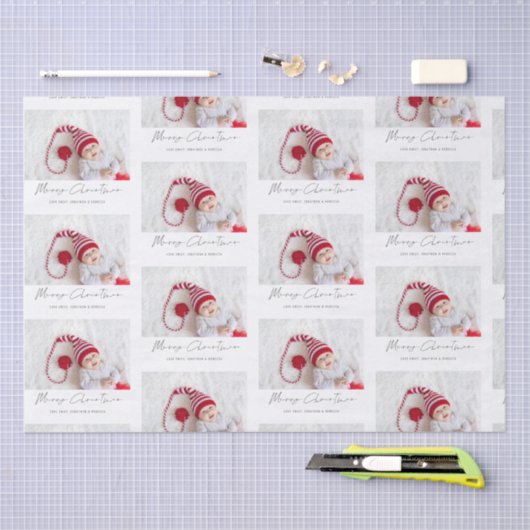 Eenvoudige fotonaam Script Patroon Vrolijk Kerstfe Tissuepapier (Craft)