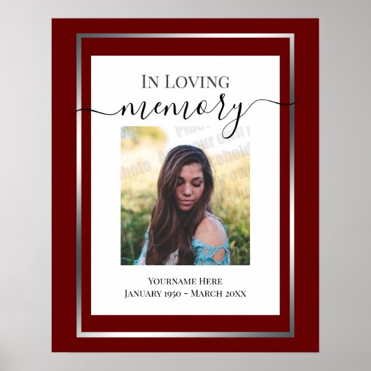 Eenvoudige fotoposter 'Ter nagedachtenis' Poster (Voorkant)