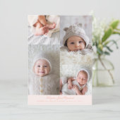 Eenvoudige fotorooster perzik geboorte aankondiging (Staand voorkant)