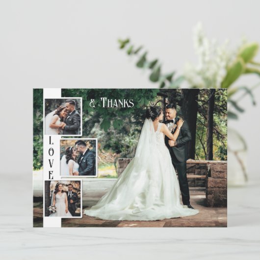 Eenvoudige foto's bruiloft dank u kaart (Staand voorkant)