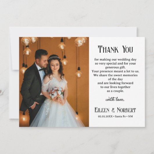 Eenvoudige foto's bruiloft dank u kaart (Achterkant)