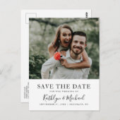 Eenvoudige foto's met elegant script opslaan datum briefkaart (Voorkant / Achterkant)