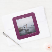 Eenvoudige foto's met Paarse liefde en Bedankt bru Vierkante Sticker (Envelop)