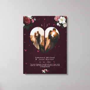 Eenvoudige foto's van Burgundy Custom Heart Canvas Afdruk