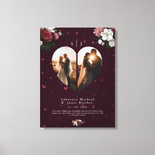 Eenvoudige foto's van Burgundy Custom Heart Canvas Afdruk (Voorkant)
