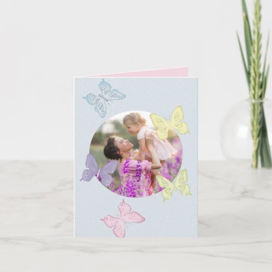 Eenvoudige fotosjabloon Pastel Moederdag Kaart (Voorkant)