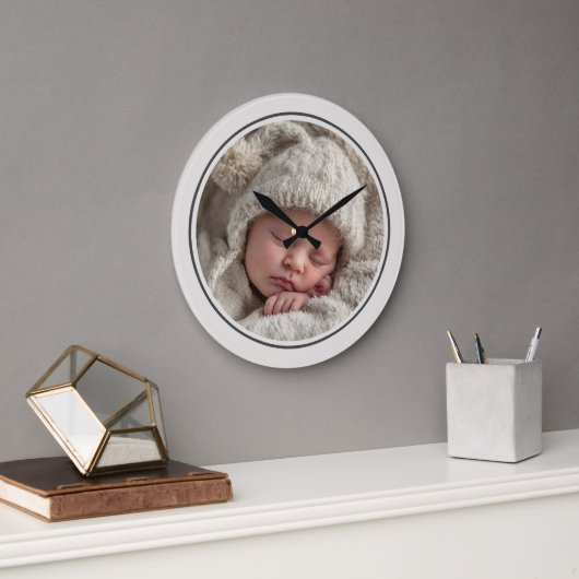 Eenvoudige fototemplate gepersonaliseerd frame grote klok (Kantoor)
