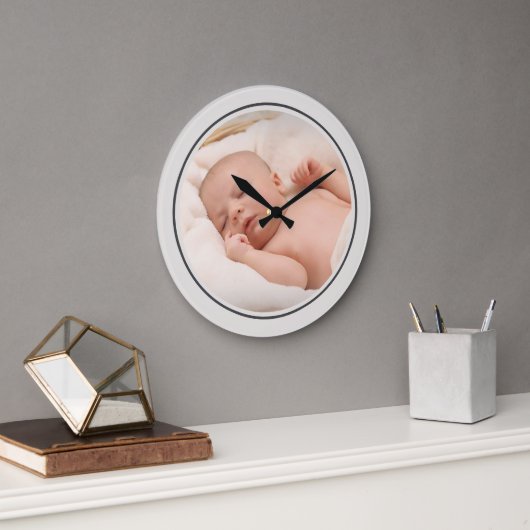 Eenvoudige fototemplate gepersonaliseerd frame grote klok (Kantoor)