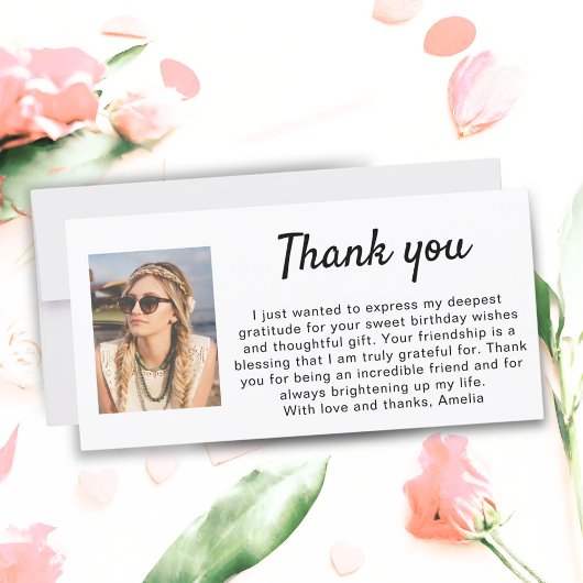 Eenvoudige fotoverjaardag bedankkaart