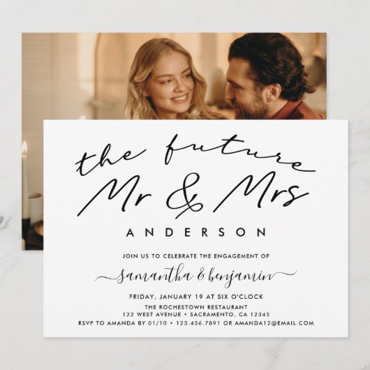 Eenvoudige fotoverlovingsfeest kaart (Voorkant / Achterkant)