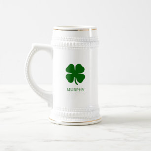 Eenvoudige Four Leaf Clover Green Shamrock Irish Bierpul