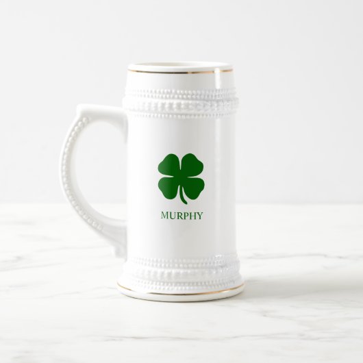 Eenvoudige Four Leaf Clover Green Shamrock Irish Bierpul (Links)