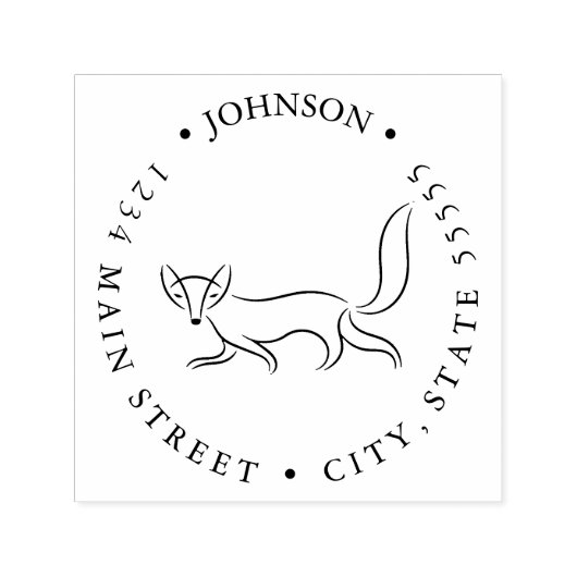 Eenvoudige Fox Lijn Tekening Retourlabel Zelfinktende Stempel (Design)