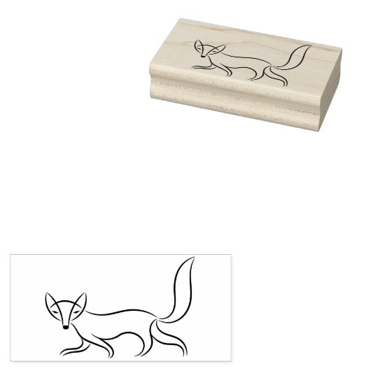Eenvoudige Fox lijn tekening Rubberstempel (Gestempeld)