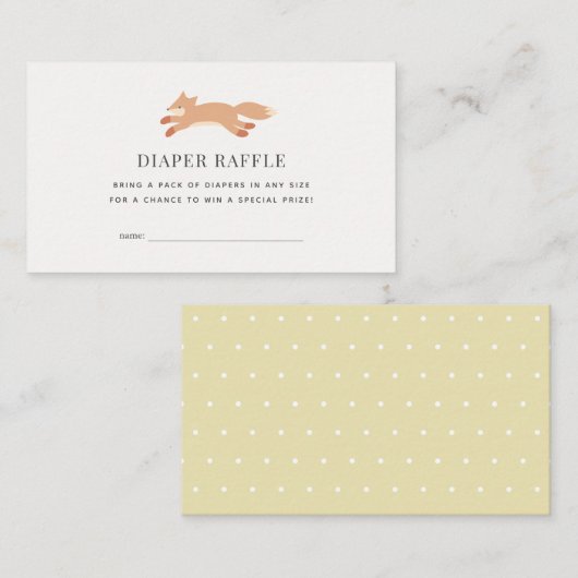 Eenvoudige Fox Luier Raffle Ticket Informatiekaartje (Voorkant / Achterkant)