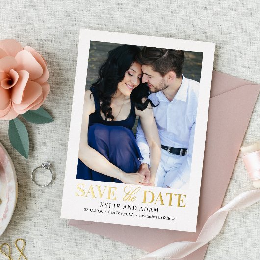 Eenvoudige Frame REAL FOIL Save The Date Kaart