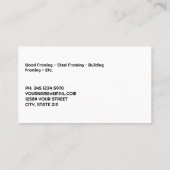 Eenvoudige framing-contractant visitekaartje (Achterkant)