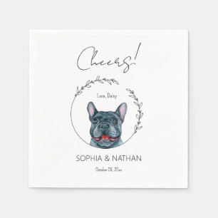 Eenvoudige Franse Bulldog Huwelijk Cocktail servet