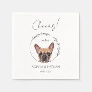 Eenvoudige Franse Bulldog Huwelijk Cocktail servet