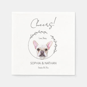 Eenvoudige Franse Bulldog Huwelijk Cocktail servet