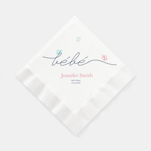Eenvoudige Franse Butterfly Baby shower Sip en See Servet (Hoek)
