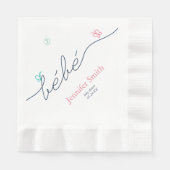 Eenvoudige Franse Butterfly Baby shower Sip en See Servet (Voorkant)