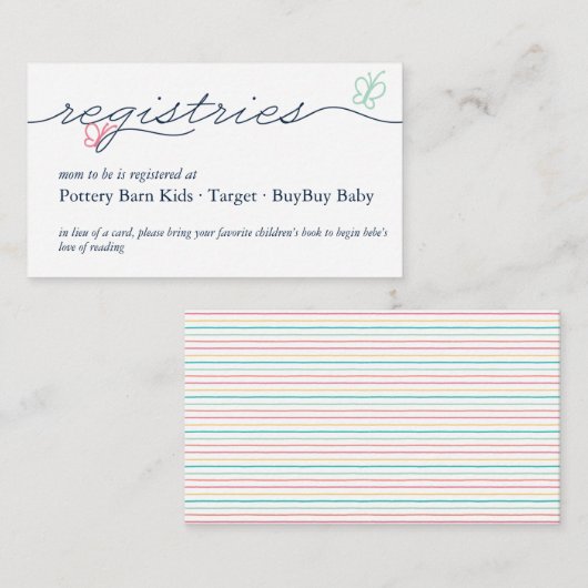 Eenvoudige Franse griffie van Butterfly Bebe Informatiekaartje (Voorkant / Achterkant)