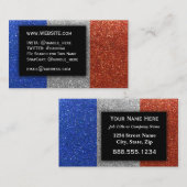 Eenvoudige Franse vlag Glitter Professional Execut Visitekaartje (Voorkant / Achterkant)