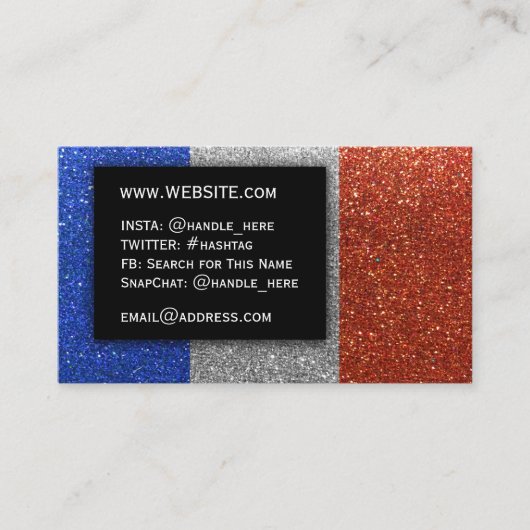 Eenvoudige Franse vlag Glitter Professional Execut Visitekaartje (Voorkant)