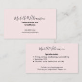 Eenvoudige Freelancer Entrepreneur Blush Pink Blac Visitekaartje (Voorkant / Achterkant)