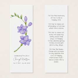 Eenvoudige Freesia Rouwherdenkingsbladwijzer Mini Visitekaartjes