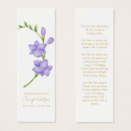 Eenvoudige Freesia Rouwherinneringsbladwijzer Mini Visitekaartjes