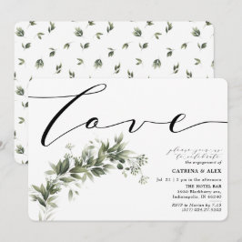 Eenvoudige 'front Greenery' Engagement Party Kaart