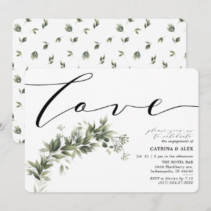 Eenvoudige 'front Greenery' Engagement Party Kaart