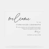 Eenvoudige Frosted Welcome Wedding Unplugged Cerem Acryl Bord (Voorkant)