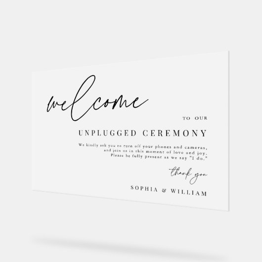 Eenvoudige Frosted Welcome Wedding Unplugged Cerem Acryl Bord (Hoek)