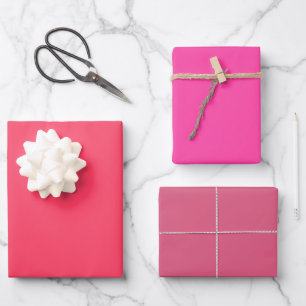 Eenvoudige Fuchsia Aardbei Blush Roze Tinten 3 Ton Inpakpapier Vel