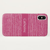 Eenvoudige Fuchsia Roze Witte Strepen Boho Voeg Na Case-Mate iPhone Case (Achterkant (horizontaal))