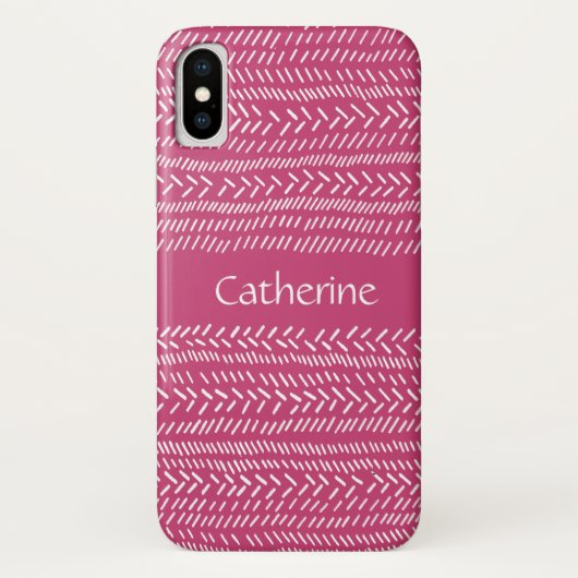 Eenvoudige Fuchsia Roze Witte Strepen Boho Voeg Na Case-Mate iPhone Case (Achterkant)