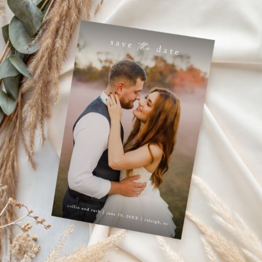 Eenvoudige Full Bleed Trouwfoto Save The Date