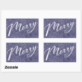 Eenvoudige Fun Blauwe Doodle Prettig Kerstfeest Va Rechthoekige Sticker (Vel)