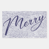 Eenvoudige Fun Blauwe Doodle Prettig Kerstfeest Va Rechthoekige Sticker (Voorkant)