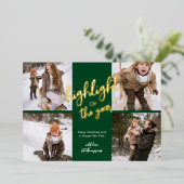 Eenvoudige Fun Borstel Script Groene Foto Collage Folie Feestdagenkaart (Staand Voorkant)